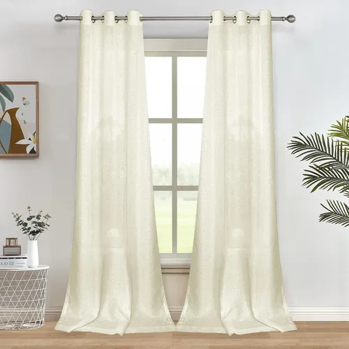 Vista 20 de Melodieux Cortinas Semitransparentes Negras de 63 Pulgadas de Largo para Ventanas Pequeñas de Sala de Estar y Dormitorio con Aspecto de Lino Rústico