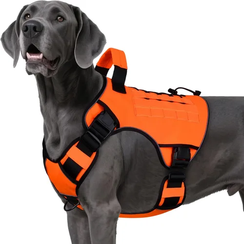 Vista 34 de WINGOIN Arnés táctico negro para perros pequeños, arnés resistente sin tirones con asa, arnés militar reflectante ajustable K9 para mascotas