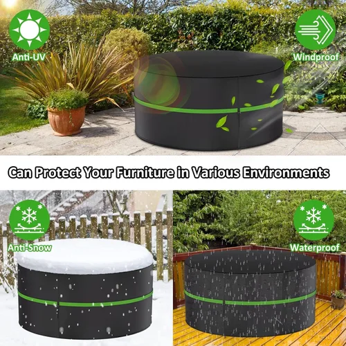 Vista 6 de Wanocean Fundas redondas para muebles de patio, 100% impermeables, antidecoloración, juego de sillas de mesa para exteriores, fundas redondas