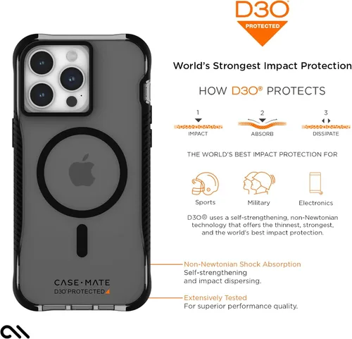 Vista 8 de Case-Mate Funda rígida para iPhone 15 Pro Max de 6.7 pulgadas, protección contra caídas D3O de 16 pies, compatible con MagSafe, funda magnética