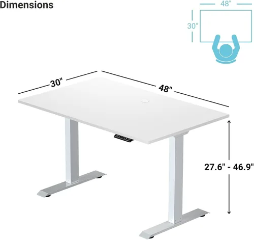 Vista 2 de Mesa de escritorio eléctrica compacta de 48 x 30 pulgadas
