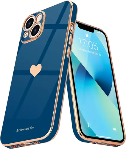 Vista 12 de Teageo Funda de iPhone 13 Pro, mujer y niña, corazón bonito, chapado brillante, cubierta trasera suave negra, protección completa de cámara Negro