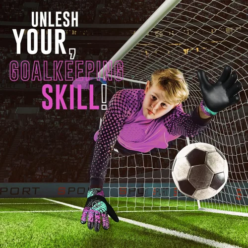 Vista 7 de Rolanicio Guantes de portero Guantes de portero para niños con doble protección para la muñeca Guantes de fútbol de material de látex