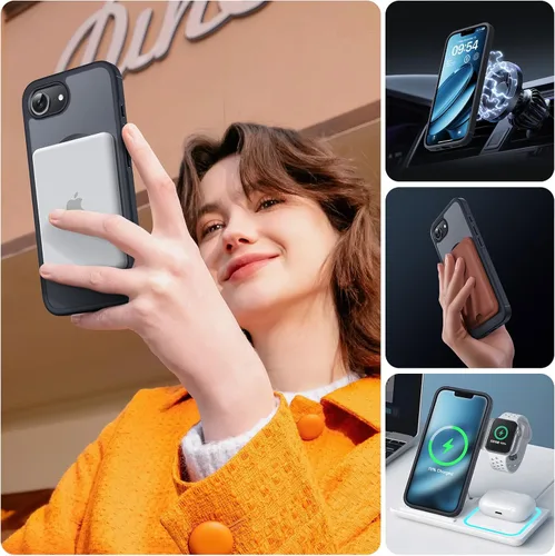 Vista 70 de TOCOL Funda para iPhone 11, compatible con Magsafe, protección completa de cámara, imanes integrados, protección contra caídas, funda translúcida