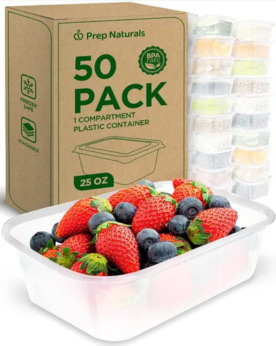 Vista 11 de Prep_Naturals_circles_containers BPA-Free Plastic Meal Prep Containers - Airtight Lids, Microwave & Freezer Safe for Portion Control