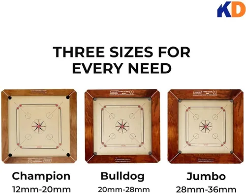 Vista 5 de KNK Carrom Board Champion Bulldog Jumbo Carrom Tablero de juego familiar para interiores aprobado por la Federación Internacional Carrom resistente