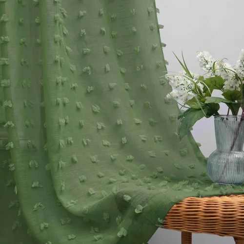Vista 9 de Cortinas negras KOUFALL de 45 pulgadas de largo para ventana de cocina, cortinas transparentes con pompones y textura de encaje bohemio con bolsillo