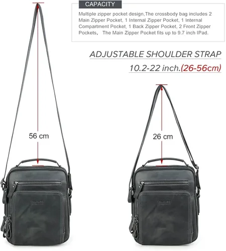 Vista 4 de Hiram Messenger Bag for Men, Crazy Horse Cowhide Leather Crossbody Shoulder Bag
