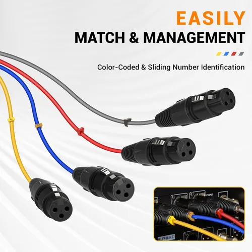 Vista 4 de Phenyx Pro PCBL-4IN1-3 - Cable de serpiente XLR de 4 canales, cable de conexión XLR macho a hembra con cobre OFC, cable divisor de 3 pies, cable