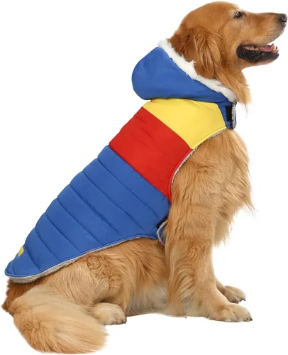 Vista 18 de HDE Chaqueta acolchada para perro, con forro polar, abrigo de invierno cálido para perro con agujero para arnés a rayas rosas, talla S Raya rosa