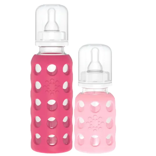 Vista 32 de Lifefactory Biberón de vidrio sin BPA Funda protectora de silicona Paquete de 2 de 4 onzas melón, plátano