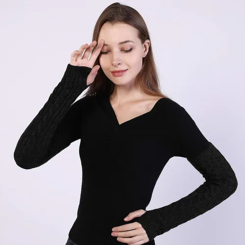 Vista 3 de Bellady Guantes de invierno para mujer, cálidos sobre el codo, guantes largos sin dedos con agujero para el pulgar, guantes de punto para calentar