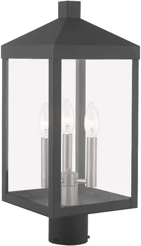 Vista 7 de Livex Iluminación 3 Luz Bronce Exterior Poste Top Linterna Latón