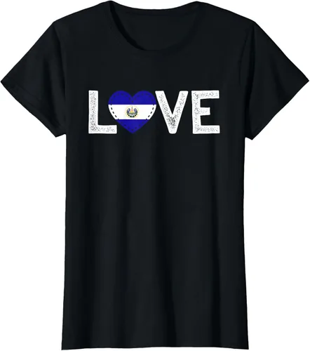 Vista 40 de Camiseta de regalo con la bandera de El Salvador LOVE, Negro, S