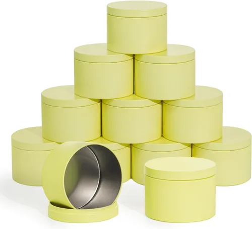 Vista 19 de Aroparc Latas para velas de 8 onzas con tapas, paquete de 24 tarros redondos de metal sin costuras, recipientes vacíos a granel para bricolaje Negro