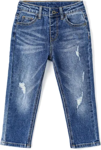 Vista 10 de KIDSCOOL SPACE Pantalones de mezclilla rasgados con banda elástica para niños pequeños Azul-2271