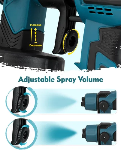 Vista 5 de Pulverizador de pintura inalámbrico con 2 baterías de 21 V, 4.0 Ah, 30.4 fl oz, pistola de pintura en aerosol inalámbrica, 3 modos de pulverización
