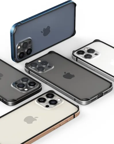 Vista 9 de Funda delgada de metal para iPhone 15 Pro Max de 6.7 pulgadas, interior de TPU suave + parachoques chapado en metal, compatible con carga