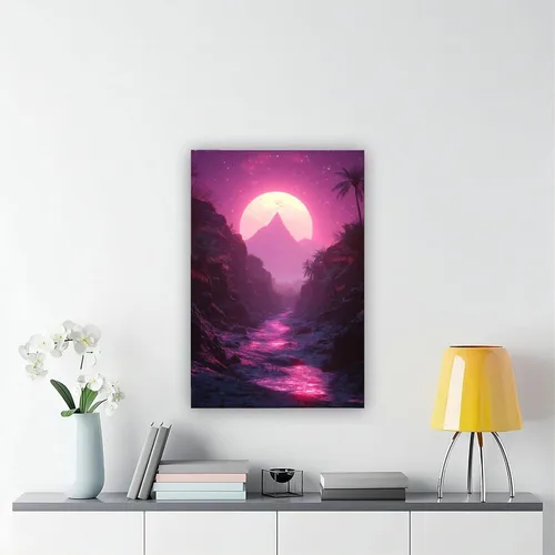 Vista 6 de ZMLIS Synthwave Dreamscape Wall Art – Retro Futuristic Poster – Neon Grid Aesthetic Room Decor Canvas Poster Wall Art Bedroom Decor Office Room