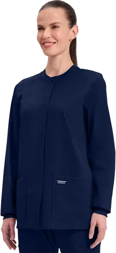 Vista 2 de Cherokee WW340 - Chaqueta de uniforme médico para mujer, con cierre frontal, 3 bolsillos, resistente a la decoloración, elástica en 2 direcciones
