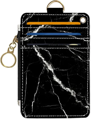 Vista 7 de Portafolios delgado Portafolios para tarjetas de crédito, Portafolios RFID para mujer Linda pequeña cartera de bolsillo frontal con cremallera