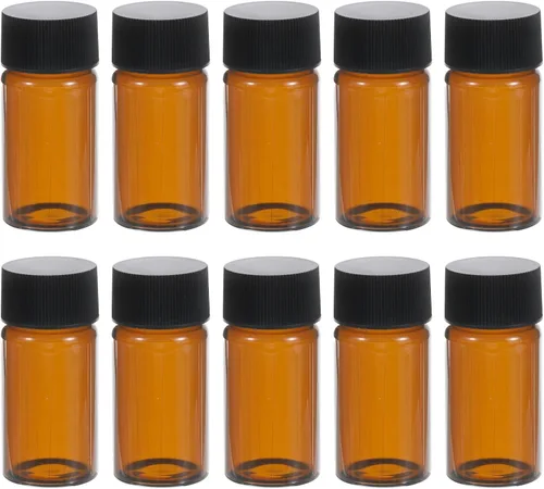 Vista 6 de PATIKIL Botella de almacenamiento multimedia de 0.1 fl oz, paquete de 15 botellas de vidrio con tapa de rosca de plástico para laboratorio en casa