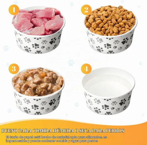 Vista 4 de Potchen - Cuencos desechables de papel para perros pequeños y mascotas, a granel, 16 onzas, 12 onzas