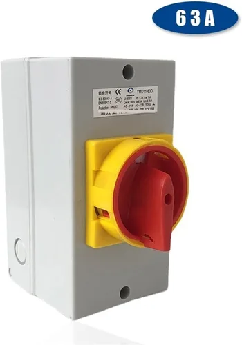Vista 3 de YANHAO YMD11-63D Interruptor de desconexión de dos posiciones de encendido y apagado 63A 3P candado de leva con caja 1 pieza (color : base negra 3P)