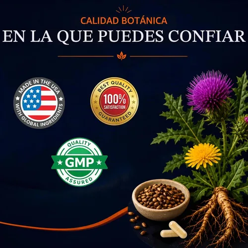 Vista 6 de Vitamatic Cardo mariano con raíz de diente de león - Extracto botánico a base de plantas 50:1 - Cápsulas de hierbas concentradas - Vegetariano, sin