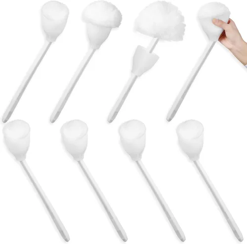 Vista 9 de Eaasty - Juego de 4 cepillos para inodoro y fregona de inodoro, color blanco, suave, con soporte, mango largo, accesorios de baño