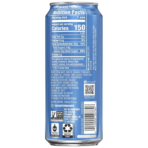 Vista 2 de Yachak Yerba Mate, azul baya, 16 onzas, paquete de 12