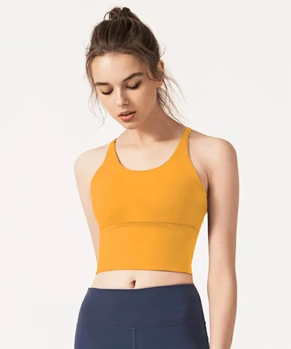 Vista 5 de Redqenting Longline - Brasier deportivo para mujer con relleno extraíble, sexy, tirantes cruzados en la espalda, para yoga, entrenamiento, camiseta