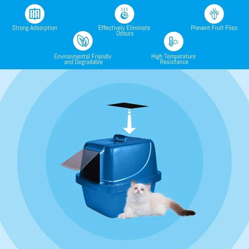 Vista 2 de Paquete de 10 filtros de repuesto para caja de arena para gatos, insertos de filtro de olor de carbón activado, compatible con bandeja para gatos