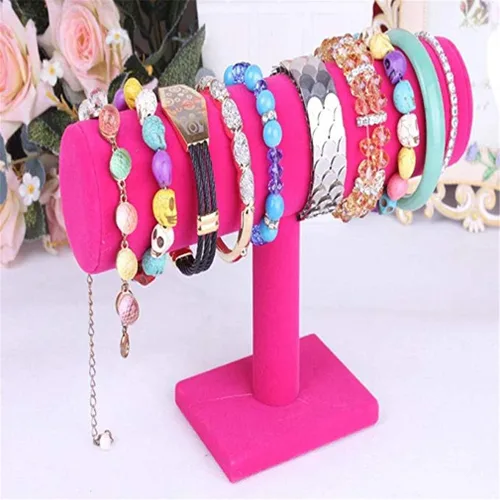 Vista 2 de MERSDW Mini estante de terciopelo para joyería, pulsera, collar, soporte organizador de exhibición, la mesa portátil es simple y antideslizante