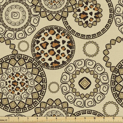 Vista 87 de Ambesonne - Tela Indie de The Yard, patrón colorido con anteojos clásicos de moda antigua, nerd, inteligente, bohemio, dibujo de doodle, tela