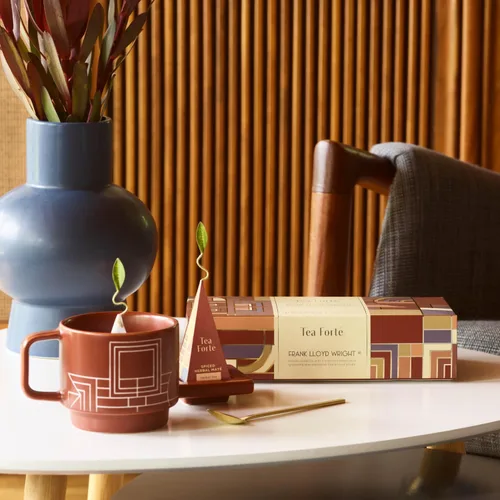 Vista 8 de Tea Forte Terra Frank Lloyd Wright - Taza de café de porcelana con tapa