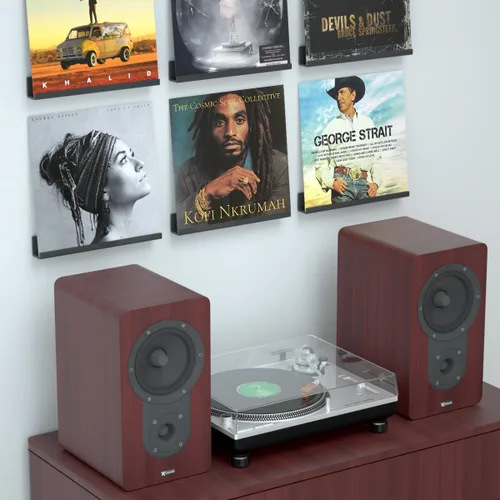 Vista 6 de NIUBEE Soporte de pared de acrílico para discos de vinilo (montaje perforado, negro)