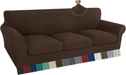 Vista 15 de ZNSAYOTX 2 fundas para sillas con brazos para sala de estar, súper suave, con funda de cojín de asiento, gruesa, duradera, mezcla de elastano, alta