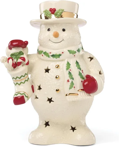 Vista 8 de Lenox 896362 Tarro de galletas de muñeco de nieve Happy Holly Days, decoración de Navidad y festividades