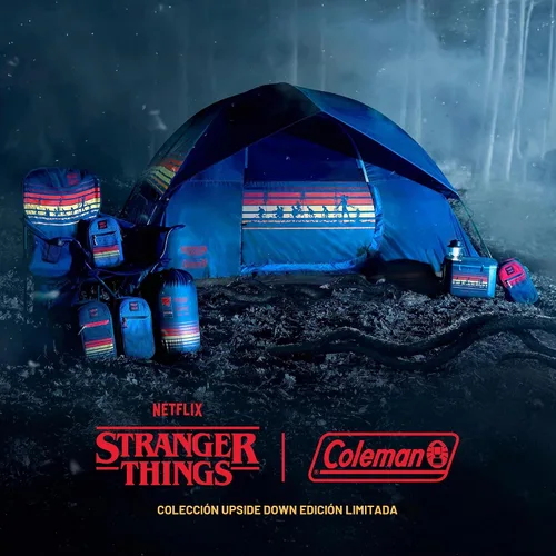 Vista 2 de Coleman Stranger Things Colección de Equipo al Aire Libre, Edición Limitada Stranger Things & Coleman Surtido de Camping del Mundo al Revés