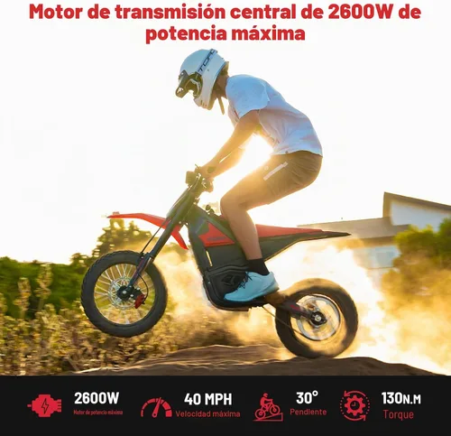 Vista 2 de Yozma IN10 Moto eléctrica todo terreno, velocidad máxima de 40 MPH, rango máximo de 53 millas Bicicleta eléctrica Fire Red