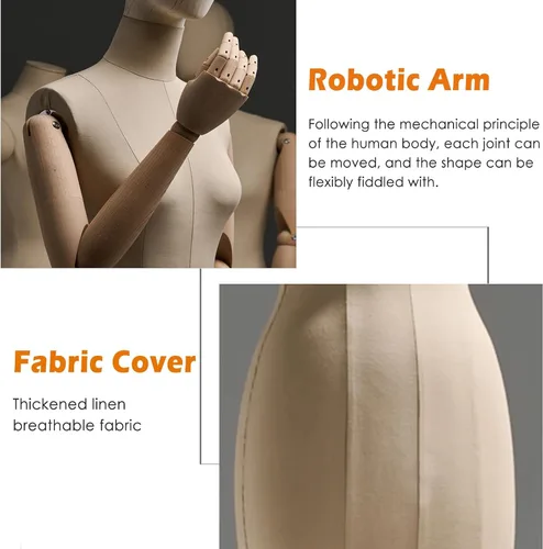Vista 4 de Adjustable Dress Form Mannequin for Tailoring & Sewing, Foam Torso with Tripod Stand, Ideal for Fashion Design & Dressmaking (Size 80)