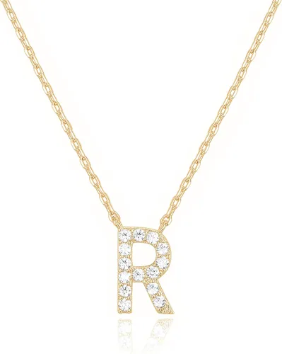 Vista 36 de PAVOI 14K White Gold Plated Cubic Zirconia Initial Necklace Letter Dainty Necklaces for Women