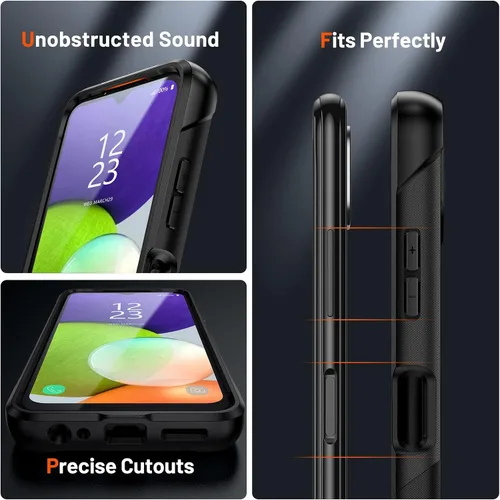 Vista 5 de Jeylly Compatible con Samsung Galaxy A22 5G Funda, Funda Samsung A22 5G con 2pcs protectores de pantalla de vidrio templado