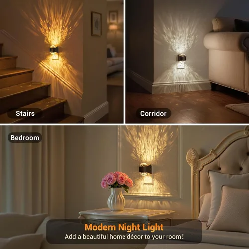 Vista 5 de JandCase Luces nocturnas enchufables a la pared, proyector de estrellas, luz nocturna de galaxia automática 3CCT, enchufe con sensor de luz