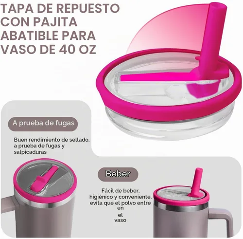 Vista 3 de Stanley Cup - Paquete de 3 tapas de repuesto para Stanley Cup Quencher de 40 onzas con popote, a prueba de derrames y resistentes a fugas, fundas