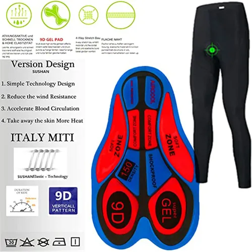 Vista 5 de Cycling Jersey Set,Men Winter Fleece Warm Bicycle Clothing,Long Sleeve Mountain Road Bike Suit,MTB Gel Padded Pants
