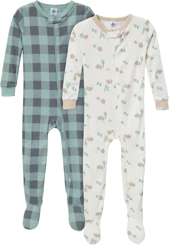 Vista 14 de Gerber Baby Boys 2-Pack Footed Pajamas Oso Verde Rayas Blancas