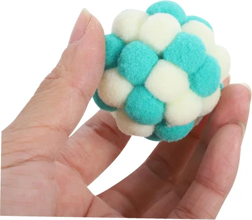 Vista 9 de GANAZONO 3pcs Colorful Cat Balls with Inner Bells Soft Wear-Resistant Interactive Fuzzy for Indoor Cats Lightweight Exercise and Entertainment for