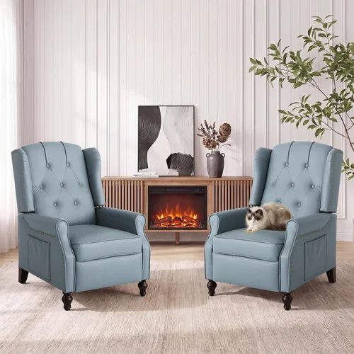 Vista 24 de Silla reclinable PALLOME con respaldo alto, asiento con masaje y calor, tapizado de tela, con respaldo acolchado, silla reclinable para sala de Beige